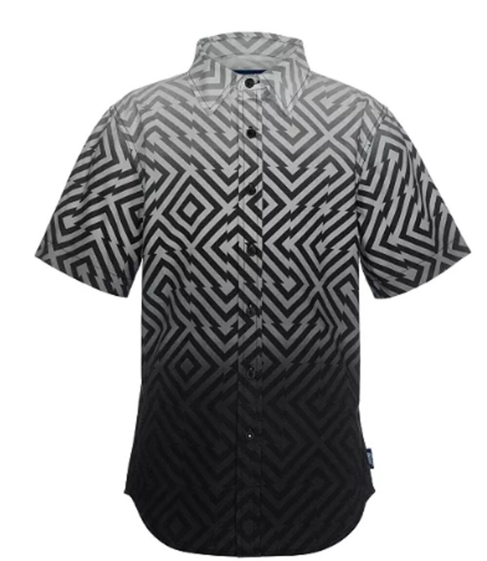 Univibe Big Boys Limestone Geo Print Shirt Size S